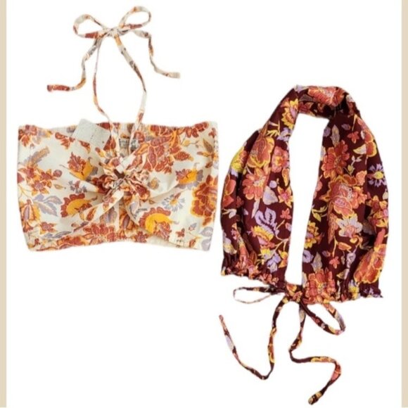 FREE PEOPLE Summer Of Love TOP Bandeau CONVERTIBLE TOP NATURAL ORANGE S - Picture 7 of 16